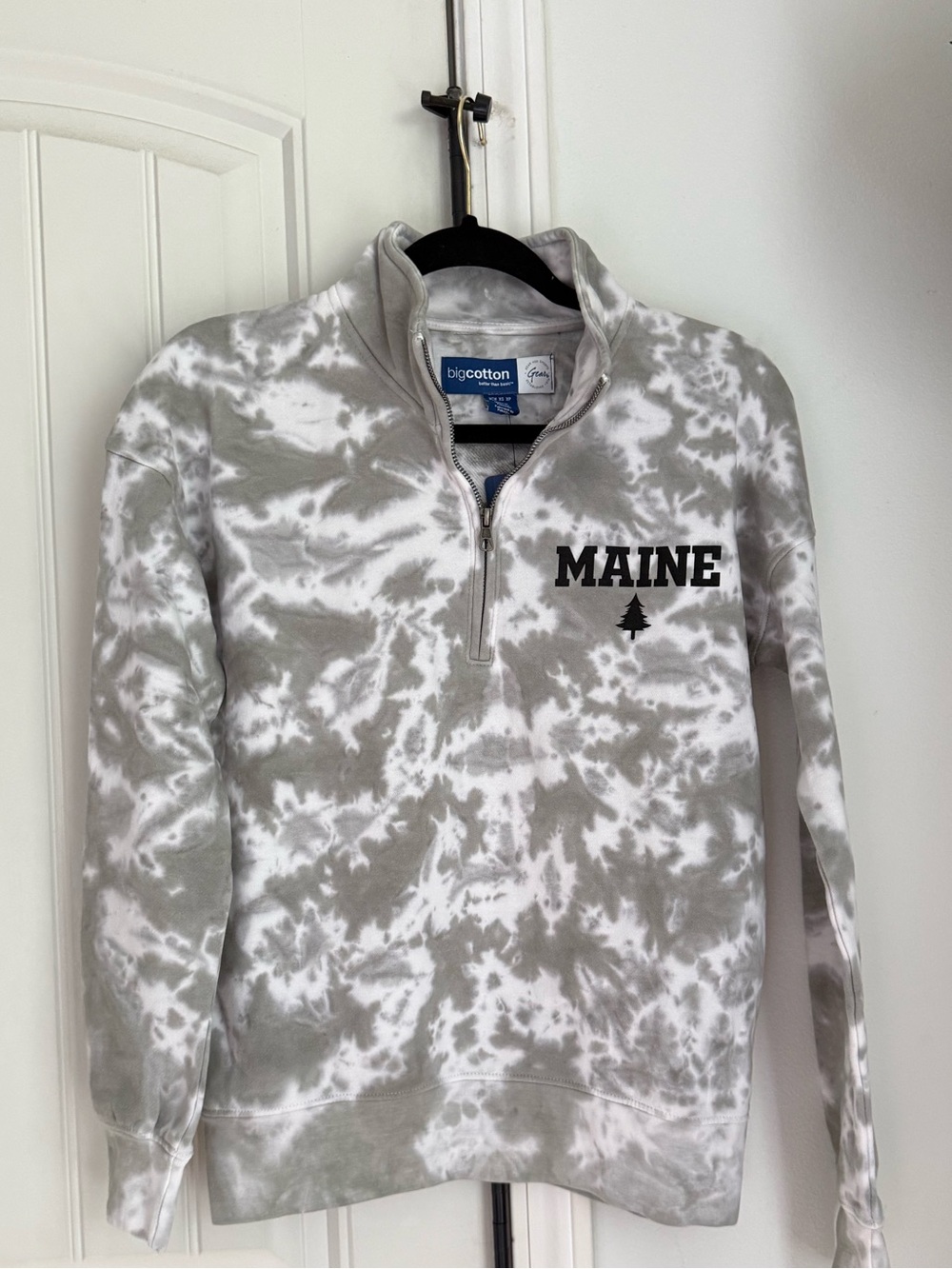 MAINE Tie-Dye Quarter-Zip Sweatshirt - Gray/White